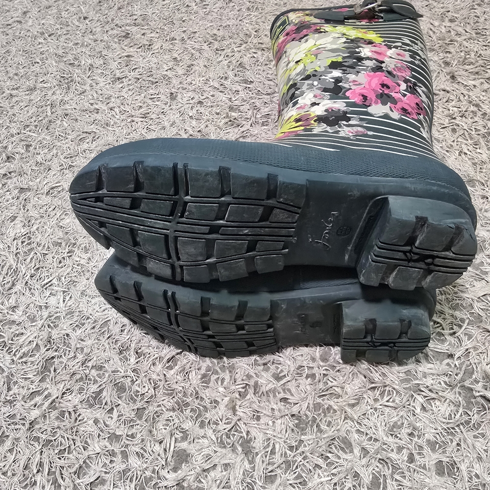 Joules Floral Tall Rain Boots Women’s Size 7 - Picture 3 of 3